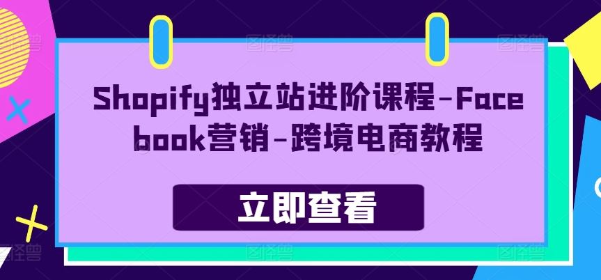 Shopify独立站进阶课程-Facebook营销-跨境电商教程-一起网创