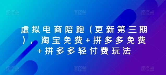 虚拟电商陪跑(更新第三期)，淘宝免费+拼多多免费+拼多多轻付费玩法-一起网创