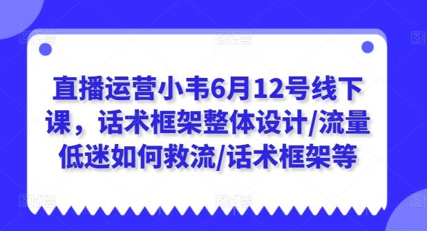 直播运营小韦6月12号线下课，话术框架整体设计/流量低迷如何救流/话术框架等-一起网创