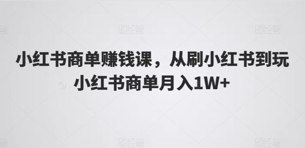 小红书商单赚钱课，从刷小红书到玩小红书商单月入1W+-一起网创