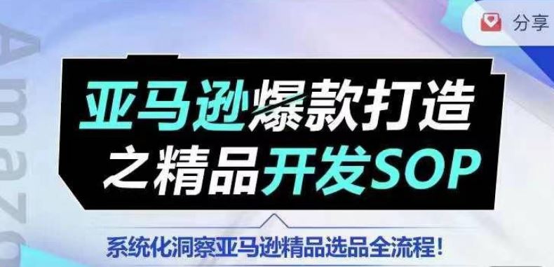 【训练营】亚马逊爆款打造之精品开发SOP，系统化洞察亚马逊精品选品全流程-一起网创