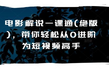 电影解说一课通(绝版)，带你轻松从0进阶为短视频高手-一起网创