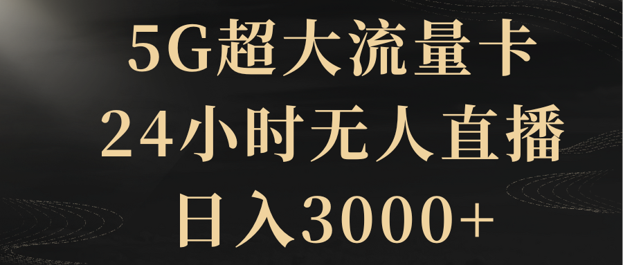 （8304期）5G超大流量卡，24小时无人直播，日入3000+-一起网创