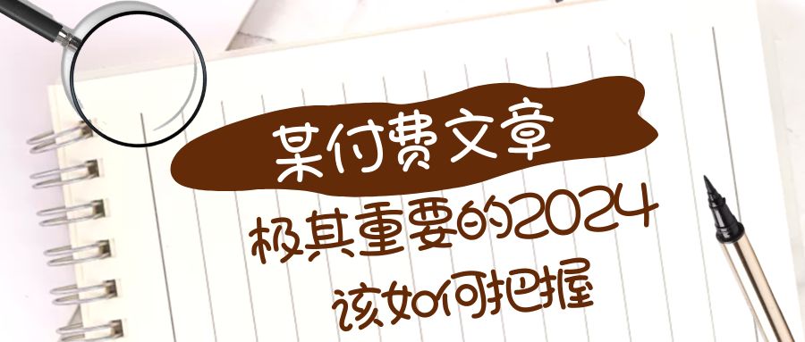 （8367期）极其重要的2024该如何把握？【某公众号付费文章】-一起网创