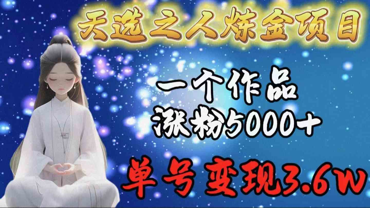 （9693期）天选之人炼金项目，一个作品涨粉5000+，单号变现3.6w-一起网创