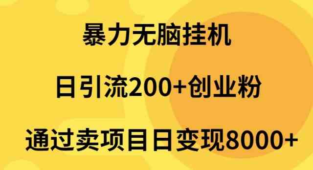 （9788期）暴力无脑挂机日引流200+创业粉通过卖项目日变现2000+-一起网创