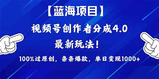 （9777期）2024蓝海项目视频号，最新方法， 100%过原创，条条爆款，单日变现1K+，…-一起网创