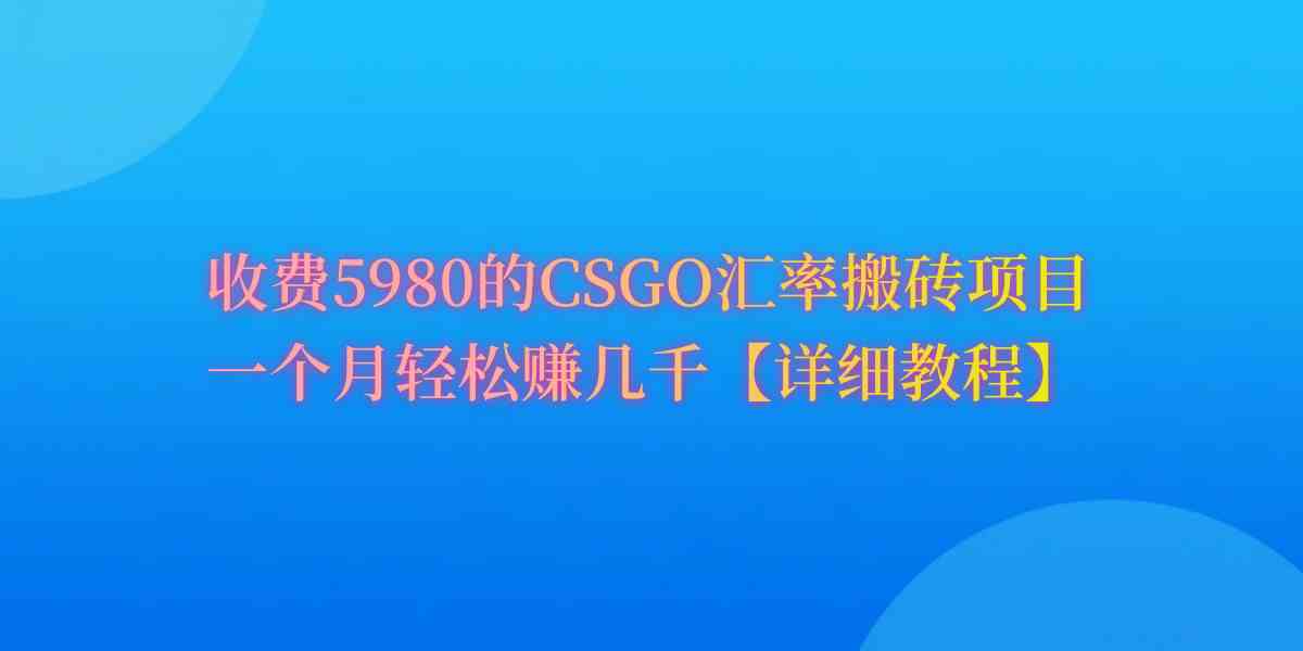 （9776期）CSGO装备搬砖，月综合收益率高达60%，你也可以！-一起网创