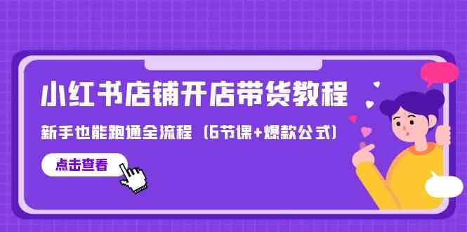 （9883期）最新小红书店铺开店带货教程，新手也能跑通全流程（6节课+爆款公式）-一起网创