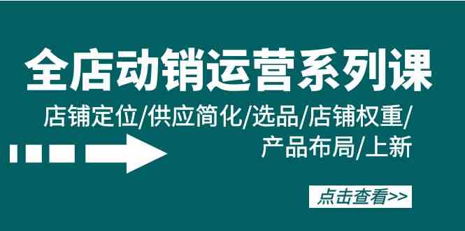 （9845期）全店·动销运营系列课：店铺定位/供应简化/选品/店铺权重/产品布局/上新-一起网创