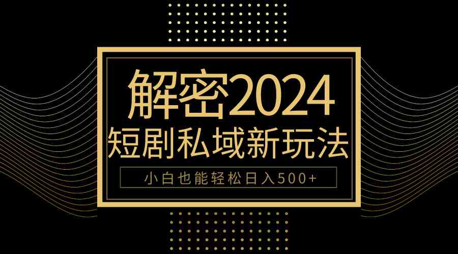 （9951期）10分钟教会你2024玩转短剧私域变现，小白也能轻松日入500+-一起网创