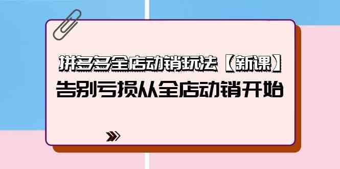（9974期）拼多多全店动销玩法【新课】，告别亏损从全店动销开始（4节视频课）-一起网创