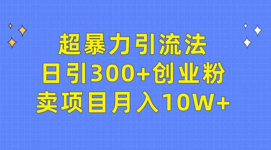 （9954期）超暴力引流法，日引300+创业粉，卖项目月入10W+-一起网创