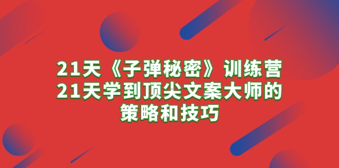 （10210期）21天《子弹秘密》训练营，21天学到顶尖文案大师的策略和技巧-一起网创