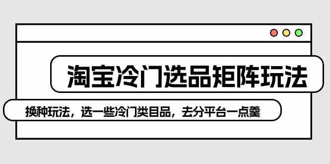 （10159期）淘宝冷门选品矩阵玩法：换种玩法，选一些冷门类目品，去分平台一点羹-一起网创