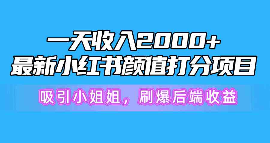（10187期）一天收入2000+，最新小红书颜值打分项目，吸引小姐姐，刷爆后端收益-一起网创