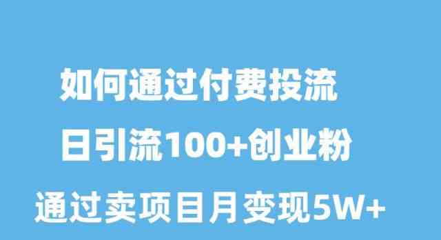 （10189期）如何通过付费投流日引流100+创业粉月变现5W+-一起网创