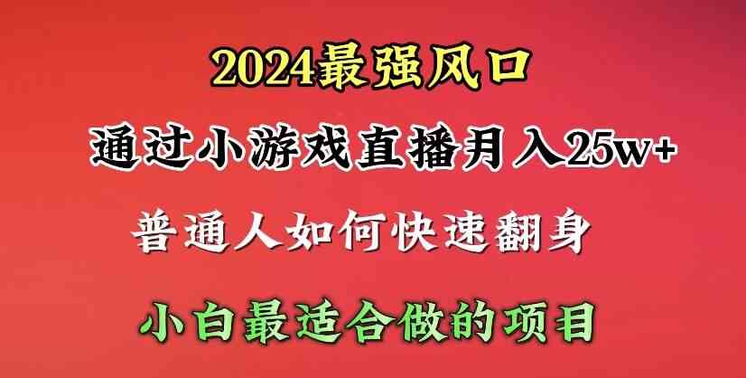 （10020期）2024年最强风口，通过小游戏直播月入25w+单日收益5000+小白最适合做的项目-一起网创