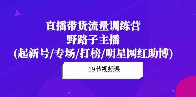 （10016期）直播带货流量特训营，野路子主播(起新号/专场/打榜/明星网红助博)19节课-一起网创