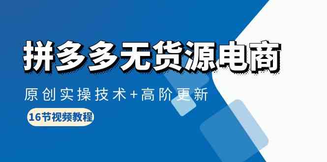（10015期）拼多多无货源电商，原创实操技术+高阶更新（16节视频教程）-一起网创