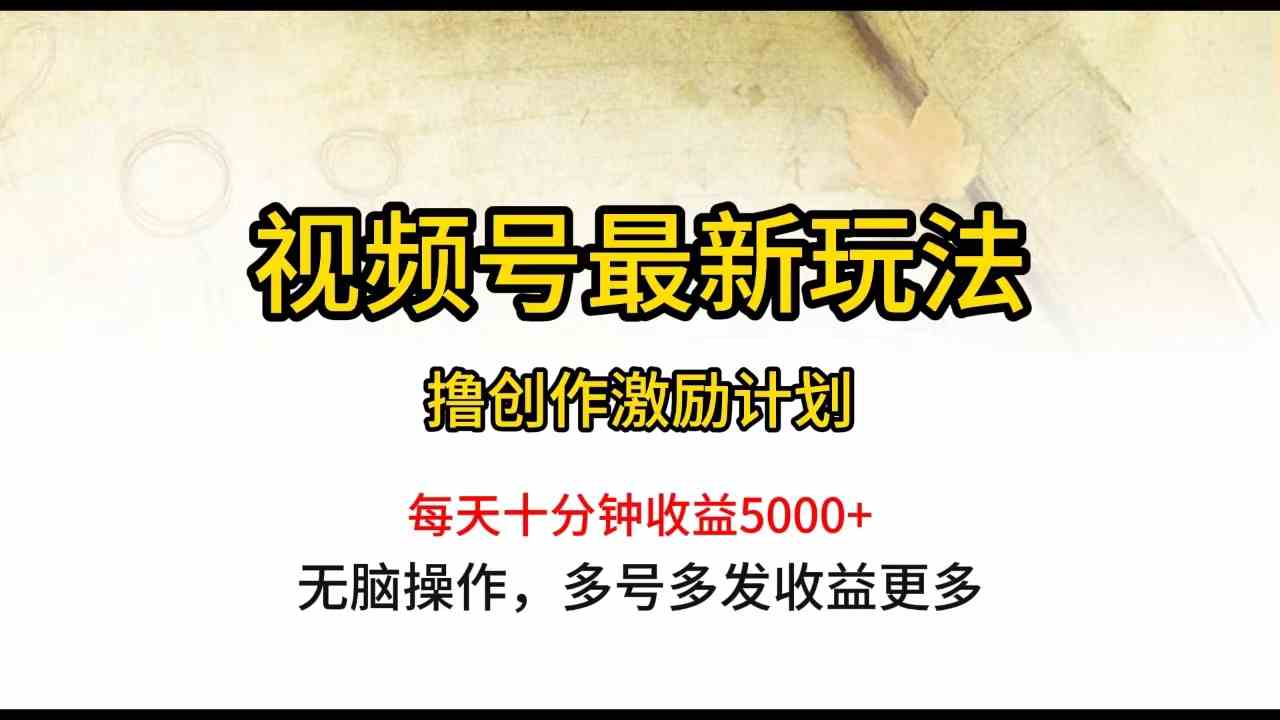 （10087期）视频号最新玩法，每日一小时月入5000+-一起网创