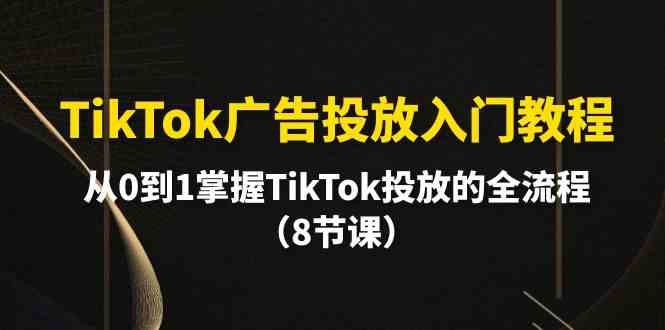 （10085期）TikTok广告投放入门教程，从0到1掌握TikTok投放的全流程（8节课）-一起网创