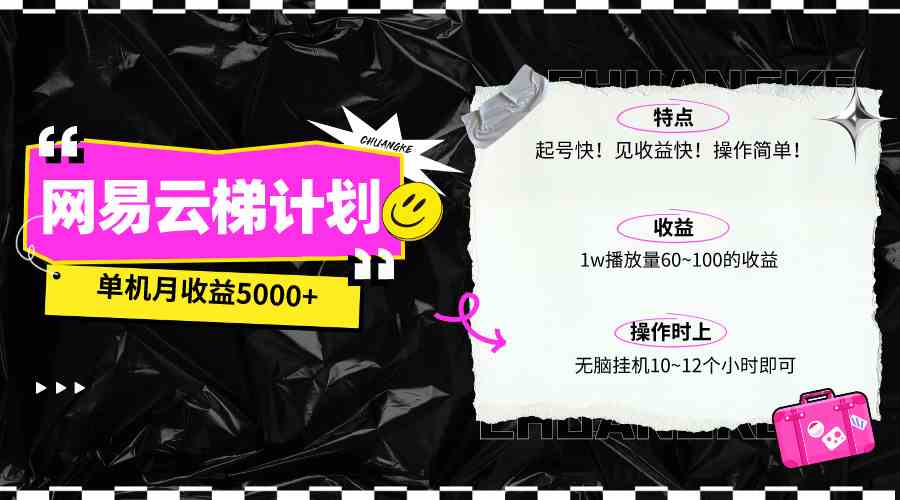 （10063期）最新网易云梯计划网页版，单机月收益5000+！可放大操作-一起网创