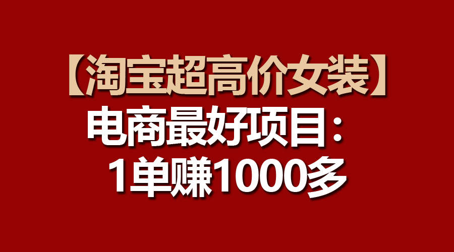 （10514期）【淘宝超高价女装】电商最好项目：一单赚1000多-一起网创