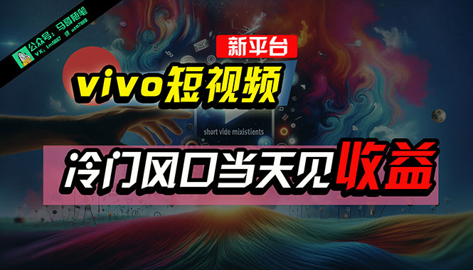 （10390期）全新平台vivo短视频，新风口AI混剪无脑搬运，冷门风口当天见收益，7天…-一起网创