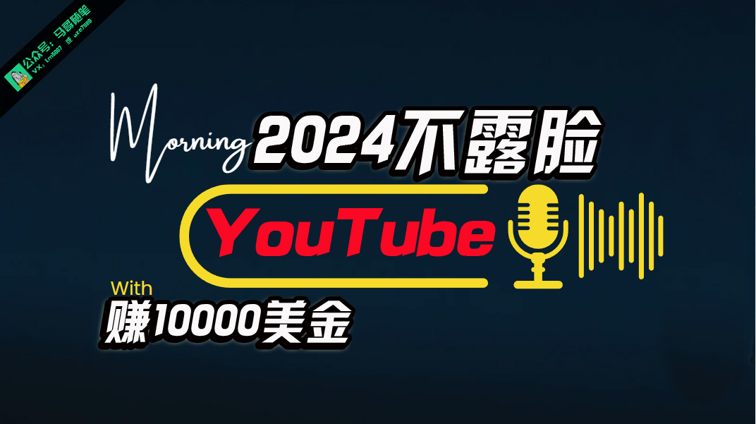 （10348期）AI做不露脸YouTube赚$10000月，傻瓜式操作，小白可做，简单粗暴-一起网创