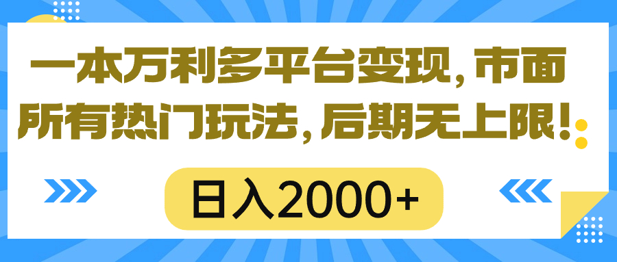 （10311期）一本万利多平台变现，市面所有热门玩法，日入2000+，后期无上限！-一起网创