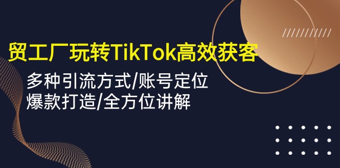 （10302期）外贸工厂玩转TikTok高效获客，多种引流方式/账号定位/爆款打造/全方位讲解-一起网创