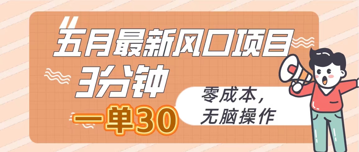 （10256期）五月最新风口项目，3分钟一单30，零成本，无脑操作-一起网创