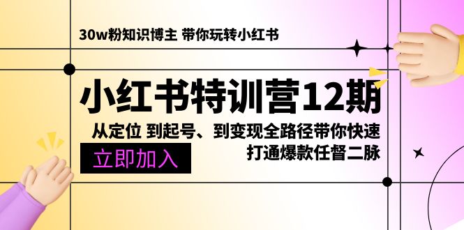 （10666期）小红书特训营12期：从定位 到起号、到变现全路径带你快速打通爆款任督二脉-一起网创