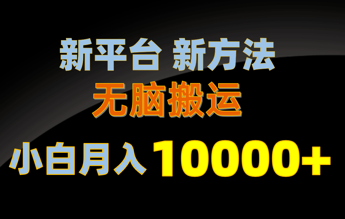 （10605期）新平台新方法，无脑搬运，月赚10000+，小白轻松上手不动脑-一起网创