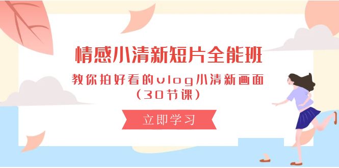 （10567期）情感 小清新短片-全能班，教你拍好看的vlog小清新画面 (30节课)-一起网创