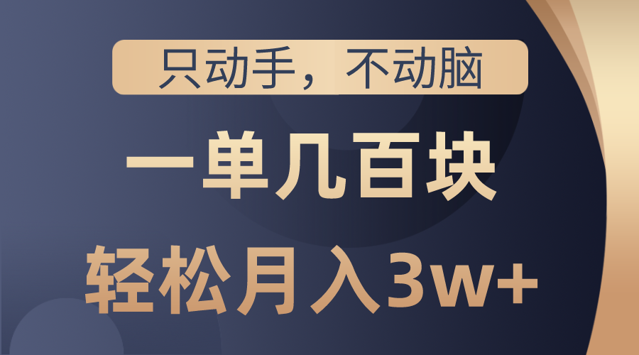 （10561期）只动手不动脑，一单几百块，轻松月入3w+，看完就能直接操作，详细教程-一起网创