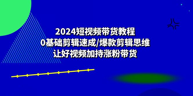 （10982期）2024短视频带货教程：0基础剪辑速成/爆款剪辑思维/让好视频加持涨粉带货-一起网创