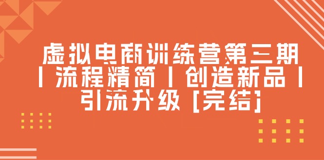 （10960期）虚拟电商训练营第三期丨流程精简丨创造新品丨引流升级 [完结]-一起网创