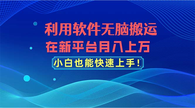 （11078期）利用软件无脑搬运，在新平台月入上万，小白也能快速上手-一起网创