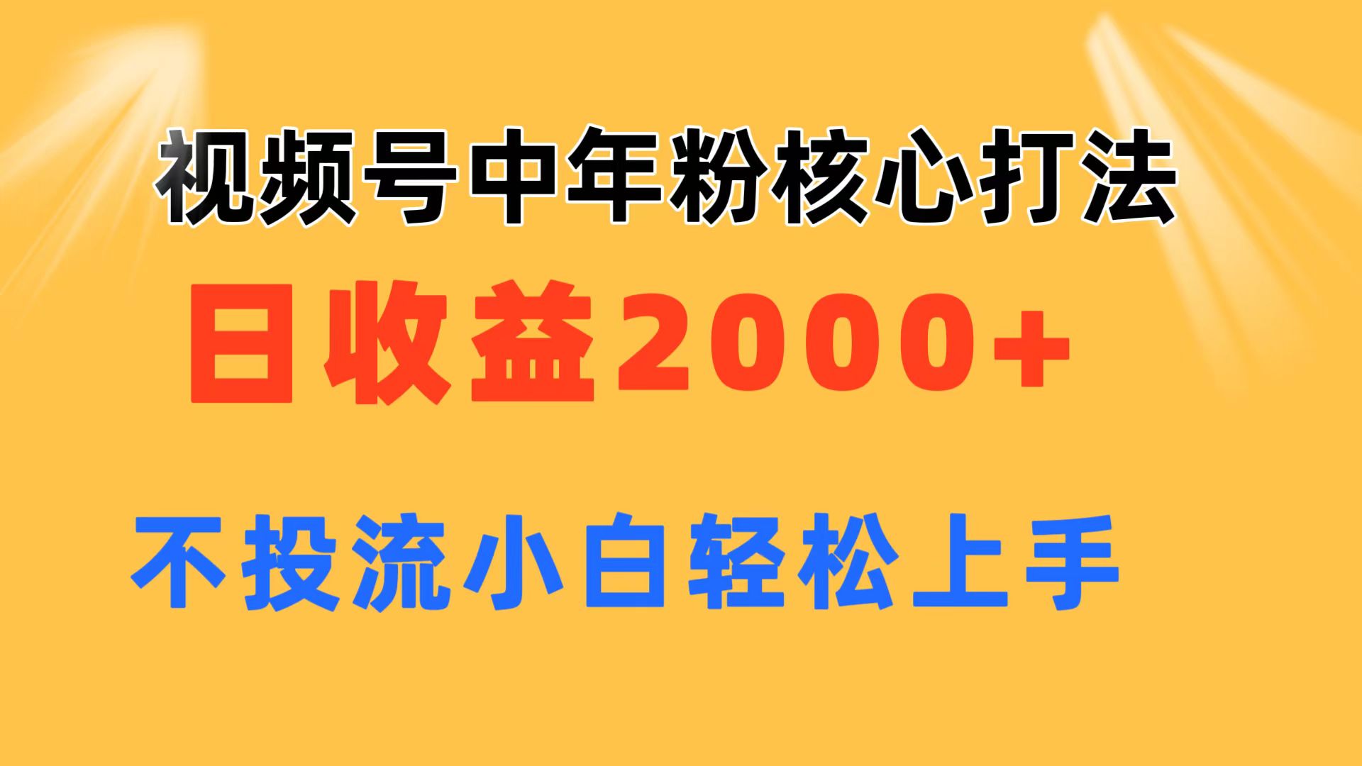 （11205期）视频号中年粉核心玩法 日收益2000+ 不投流小白轻松上手-一起网创