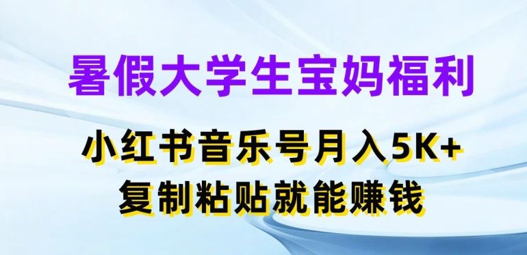 暑假大学生宝妈福利，小红书音乐号月入5000+，复制粘贴就能赚钱【揭秘】-一起网创