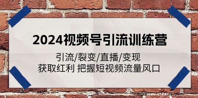 2024视频号引流训练营：引流/裂变/直播/变现 获取红利 把握短视频流量风口-一起网创