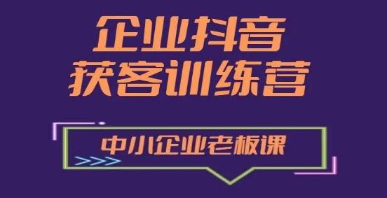 企业抖音营销获客增长训练营，中小企业老板必修课-一起网创