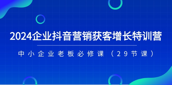 2024企业抖音营销获客增长特训营，中小企业老板必修课（29节课）-一起网创