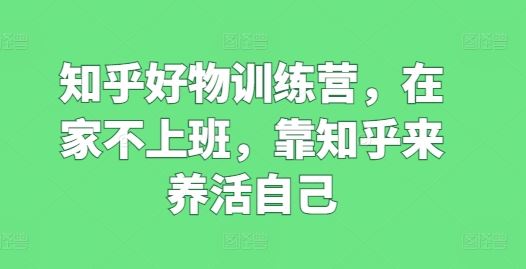 知乎好物训练营，在家不上班，靠知乎来养活自己-一起网创