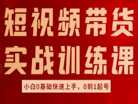 短视频带货实战训练课，好物分享实操，小白0基础快速上手，0到1起号-一起网创