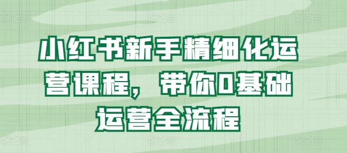 小红书新手精细化运营课程，带你0基础运营全流程-一起网创