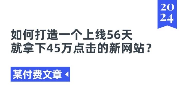 某付费文章《如何打造一个上线56天就拿下45万点击的新网站?》-一起网创