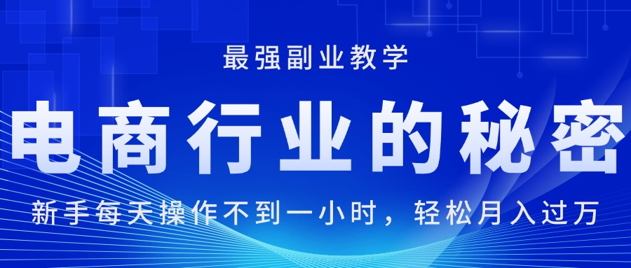 （11427期）电商行业的秘密，新手每天操作不到一小时，月入过万轻轻松松，最强副业…-一起网创